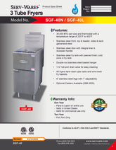 3 Tube Natural Gas Fryer, SGF-40N